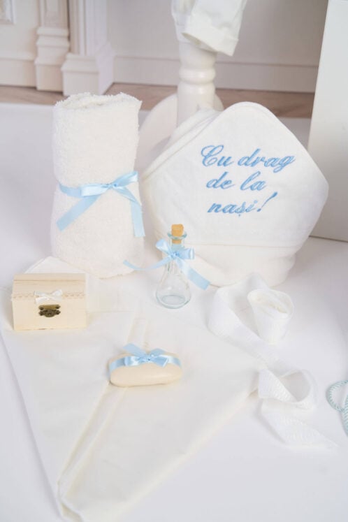 Set complet botez (trusou) - Anghel - bleu - imagine 3