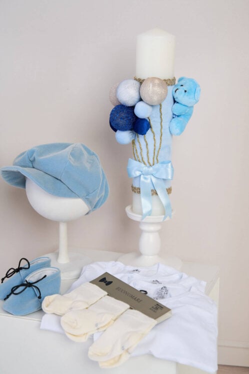 Set complet botez (trusou) - Anghel - bleu - imagine 5
