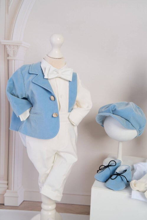 Set complet botez (trusou) - Anghel - bleu - imagine 2