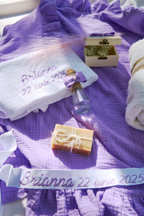 Trusou Muselină botez - lila - imagine 4