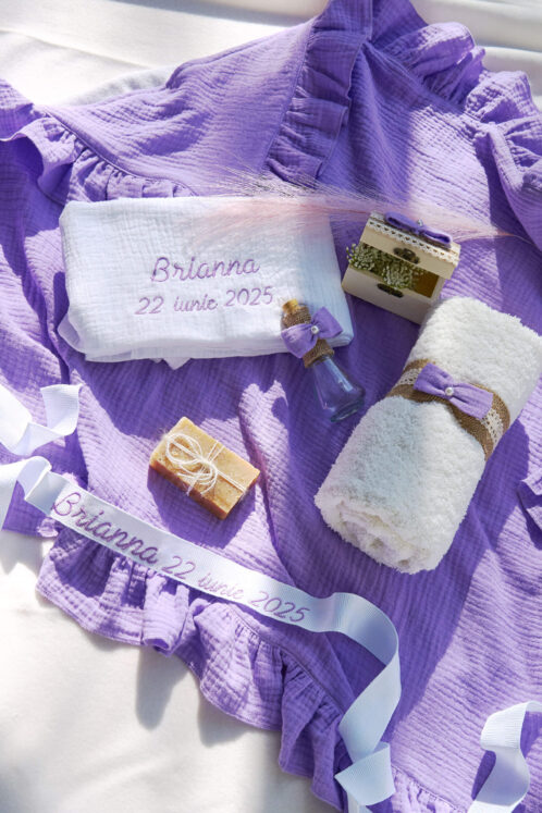 Trusou Muselină botez - lila - imagine 2
