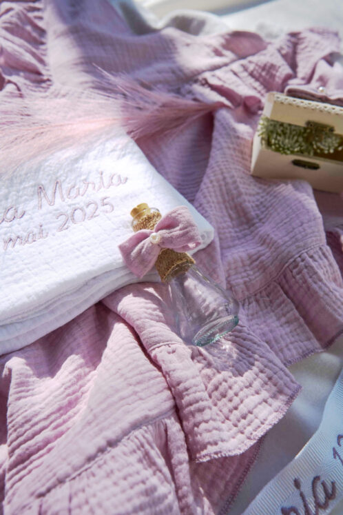 Trusou Muselină botez - roz vintage - imagine 8