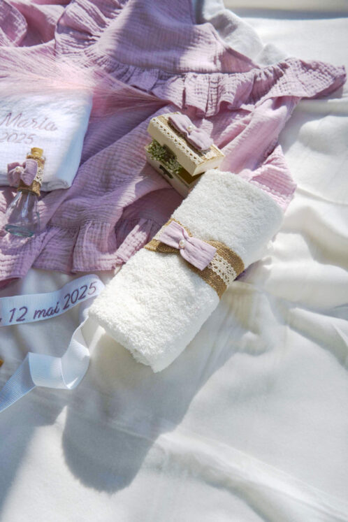 Trusou Muselină botez - roz vintage - imagine 3