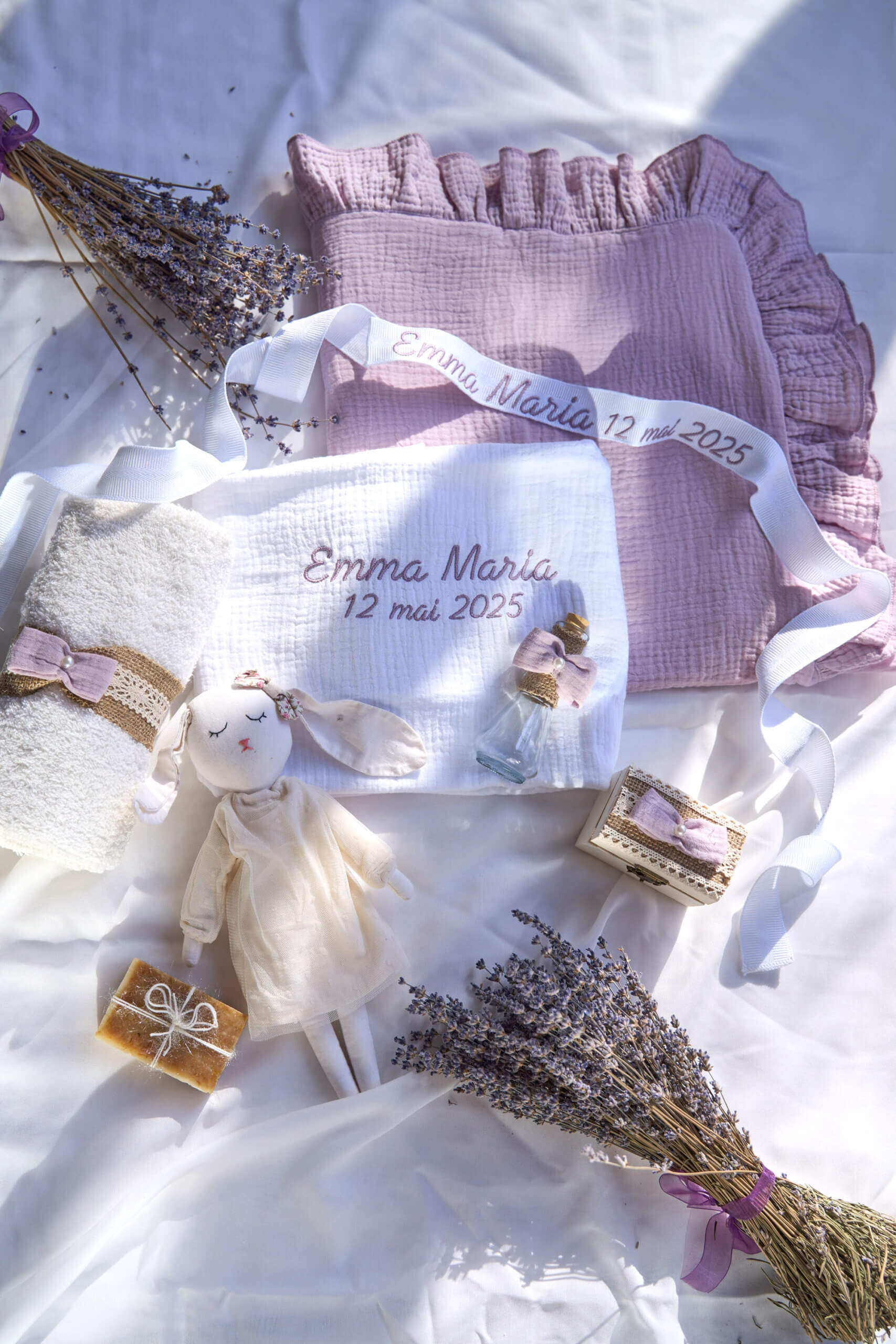 Trusou Muselină botez - roz vintage