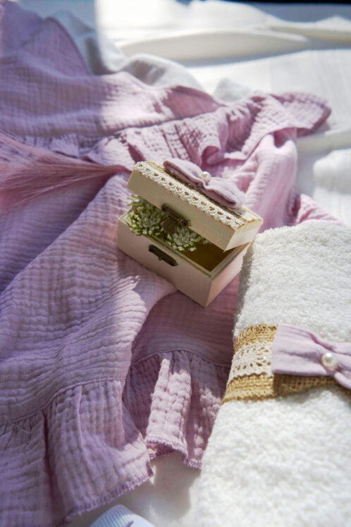 Trusou Muselină botez - roz vintage - imagine 4