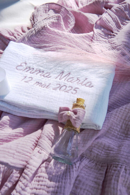 Trusou Muselină botez - roz vintage - imagine 5