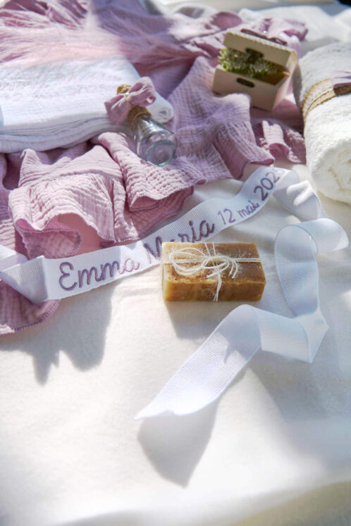 Trusou Muselină botez - roz vintage - imagine 6