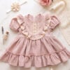 Ludmila Rochie Botez Muselina Roz Vintage