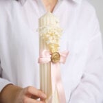 Lumânare de botez - Colecția „Sigiliu de Poveste” - Roz Pudrat