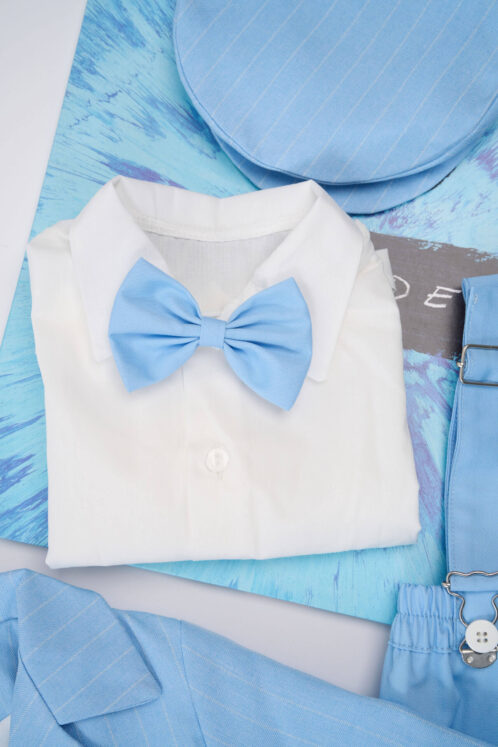 Costum Romeo - dungi - bleu ciel - imagine 4