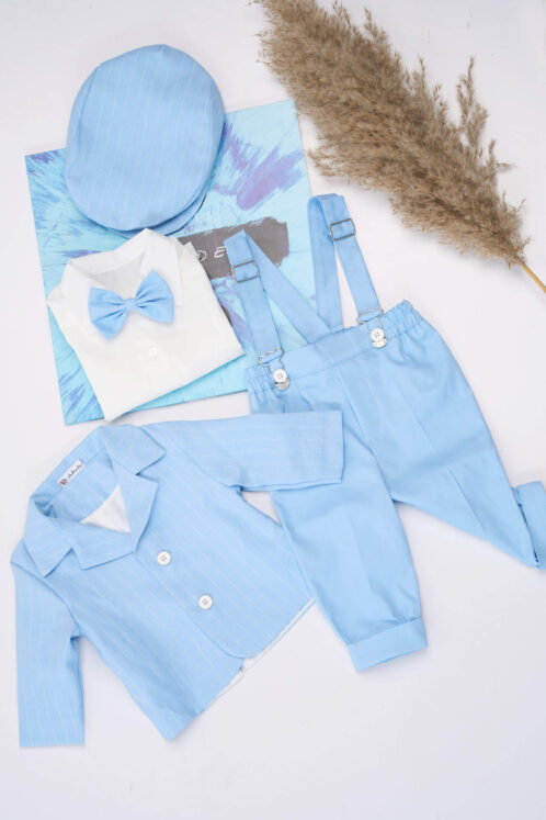 Costum Romeo - dungi - bleu ciel - imagine 2