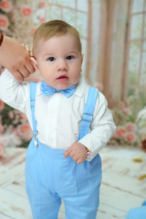 Costum Romeo - dungi - bleu ciel - imagine 8