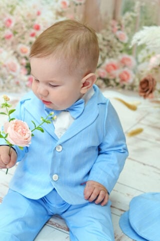 Costum Romeo - dungi - bleu ciel