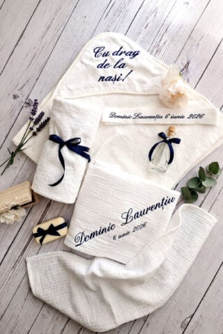 Trusou De Botez Personalizat Bleumarin Nou