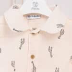 Cămașă girafă de botez din muselină - ivoire