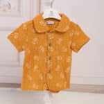 Cămașă leu de botez din muselină - cărămiziu