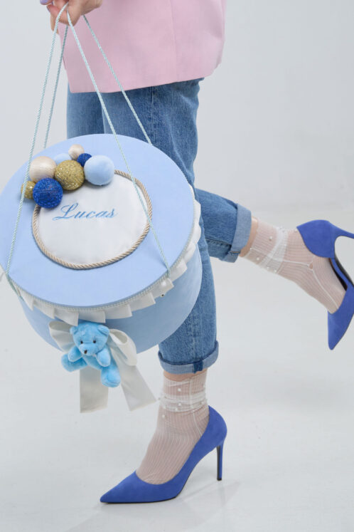 Cufăr Trusou - Ursuleț cu baloane pe Catifea – Bleu - imagine 2