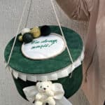 Cufăr Trusou - Ursuleț cu baloane pe Catifea – Verde