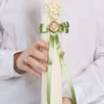 Lumânare de botez - Colecția „Sigiliu de Poveste” - Olive Satinat