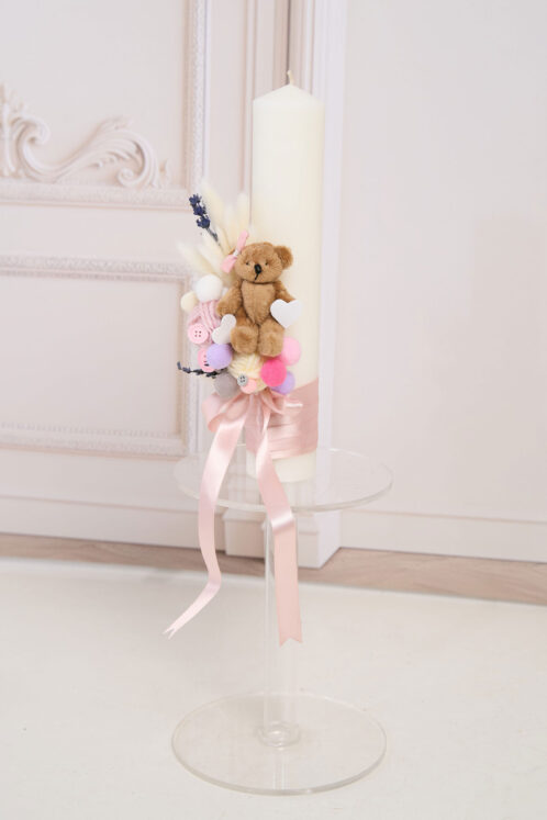 Lumânare Andreeatex X Floral Symmetry - Ursuleț Parafină Roz - imagine 2