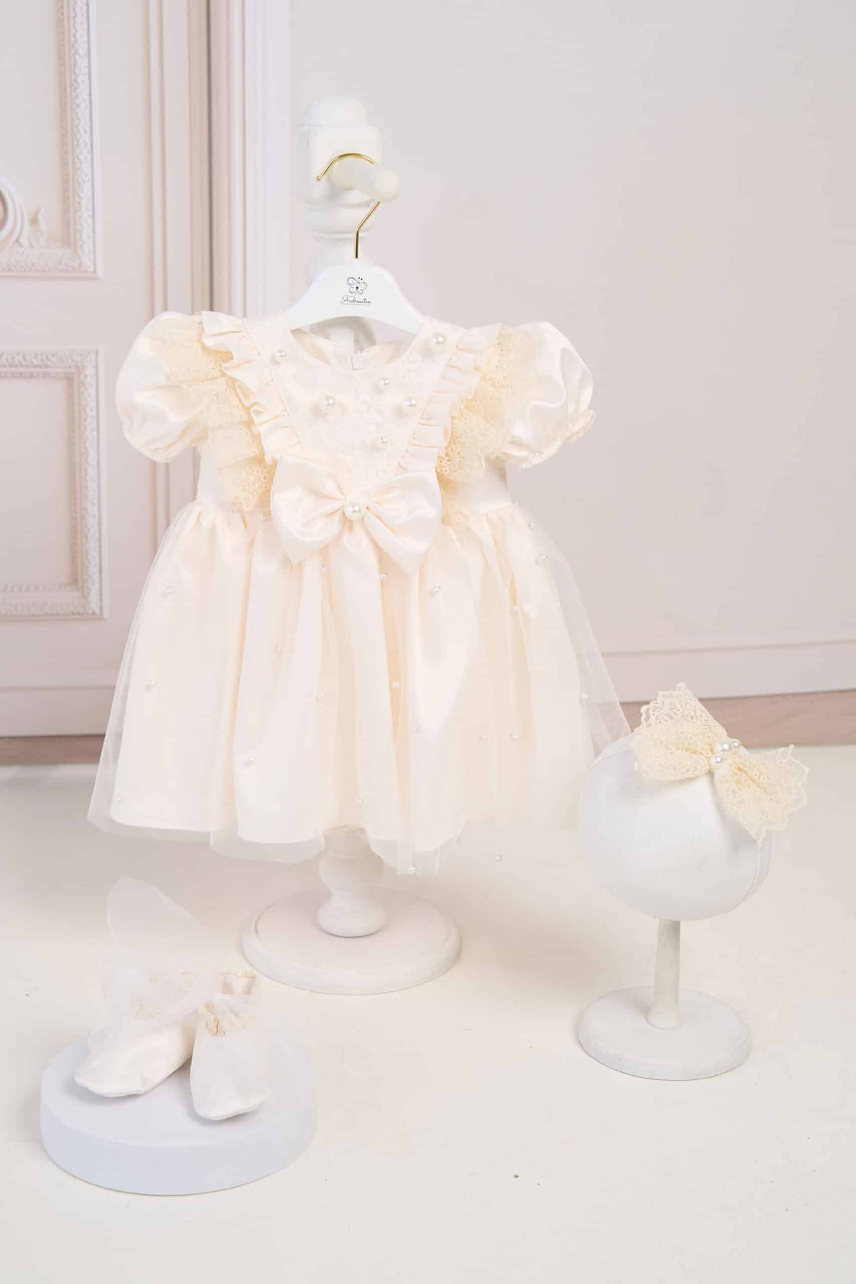 Rochiță Celeste - ivoire (mânecă scurtă) 1 Rochiță Celeste - ivoire (mânecă scurtă)