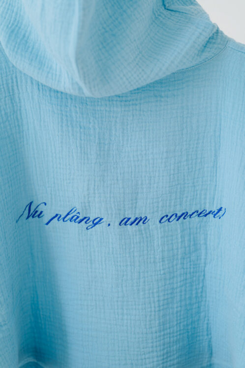 Poncho cu mesaj simpatic din muselină- Bleu - imagine 3