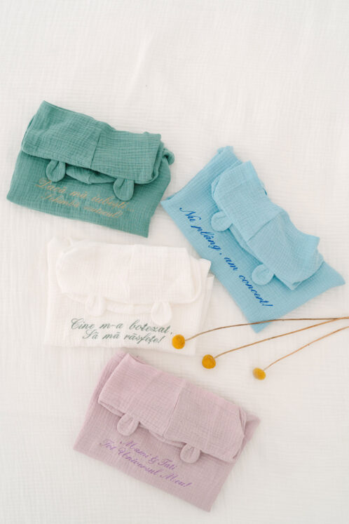 Poncho cu mesaj simpatic din muselină- Roz-Vintage - imagine 4