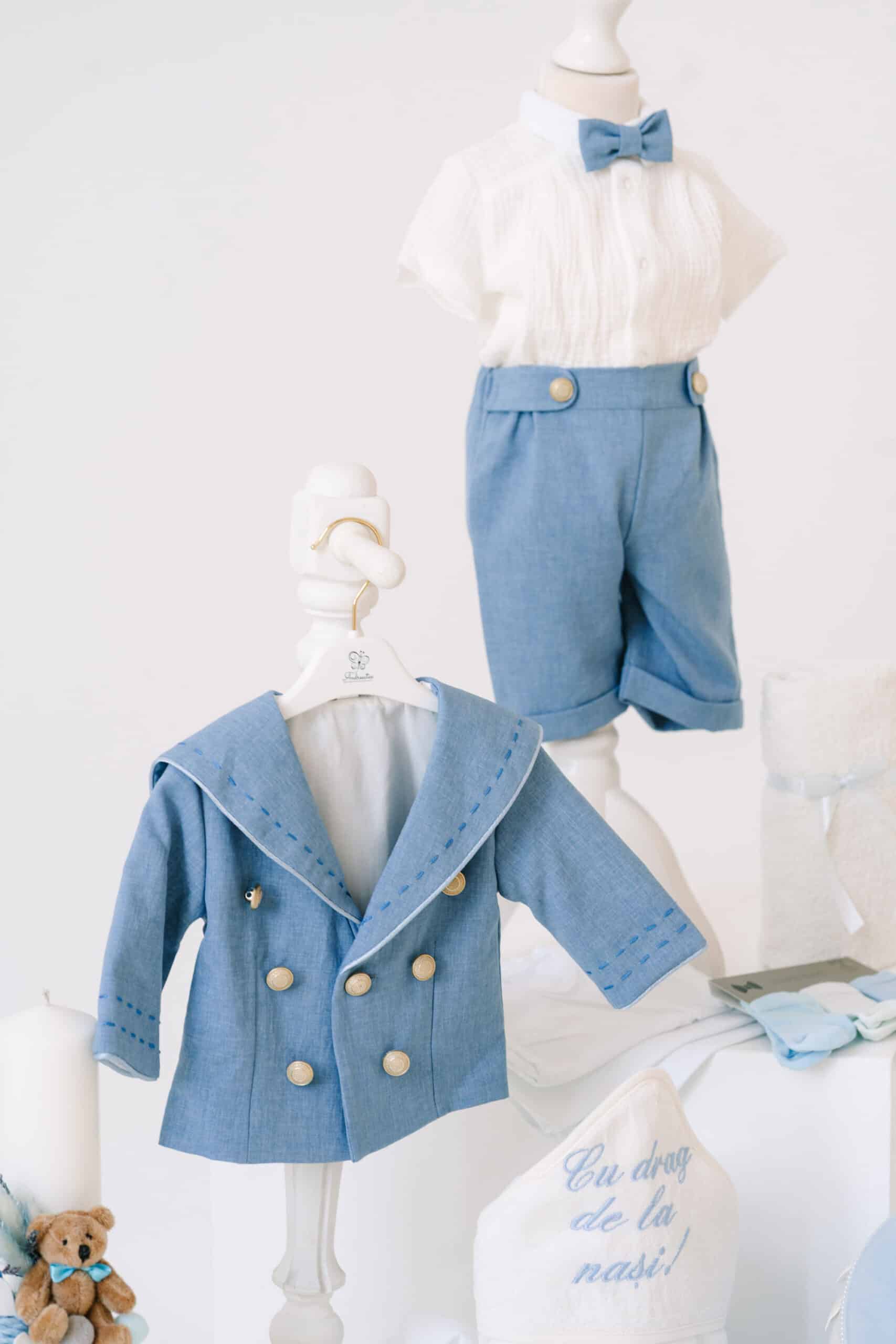 Set complet botez (trusou) - Noah - albastru 5 Set complet botez (trusou) - Noah - albastru - imagine 5