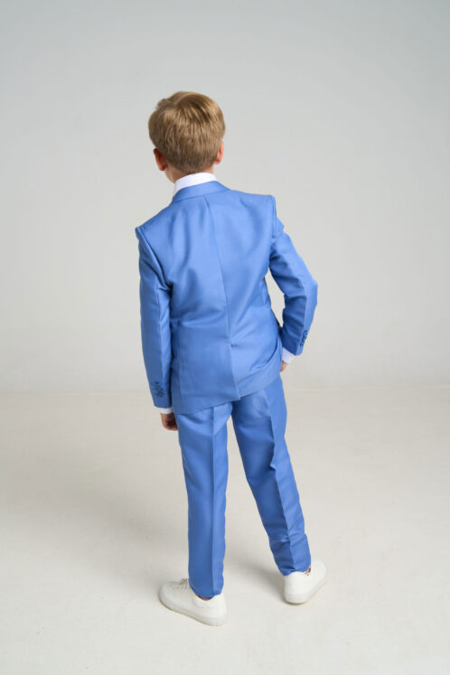 Set complet costum ceremonie băiat 6-12 ani – Albastru – 5 piese - imagine 4