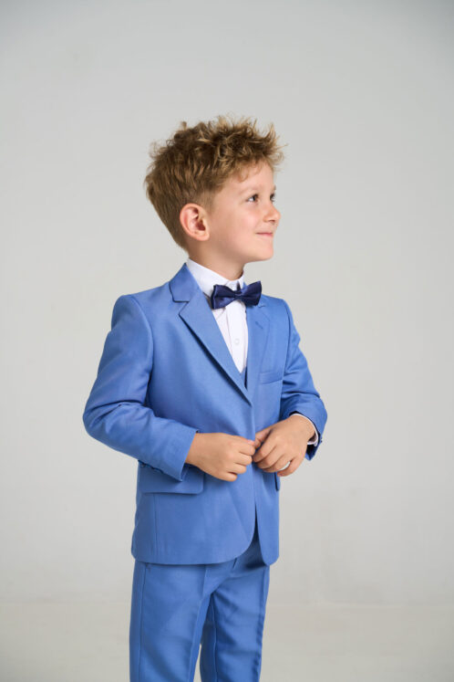Set complet costum ceremonie băiat 3-6 ani – Albastru – 5 piese - imagine 4