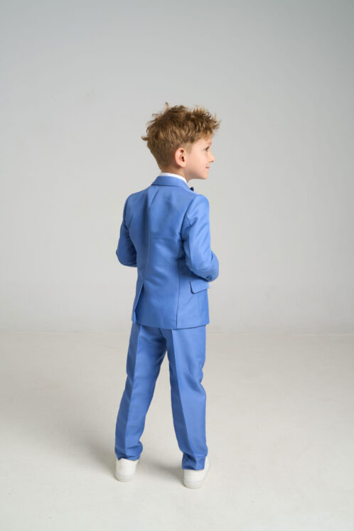 Set complet costum ceremonie băiat 3-6 ani – Albastru – 5 piese - imagine 5