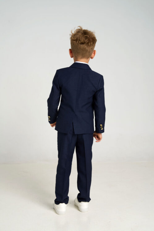 Set complet costum ceremonie băiat 3-6 ani – Navy – 5 piese - imagine 5