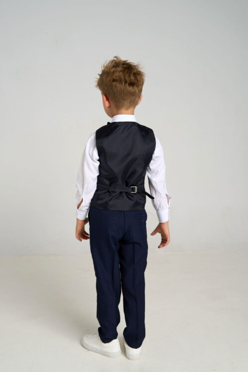 Set complet costum ceremonie băiat 3-6 ani – Navy – 5 piese - imagine 6