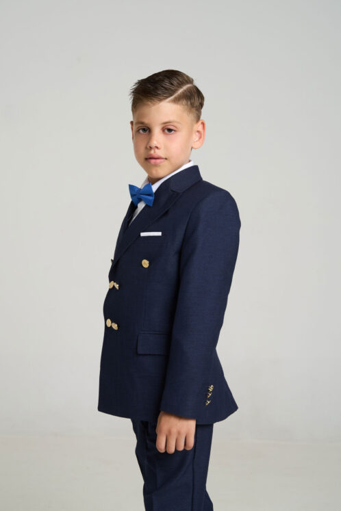 Set complet costum ceremonie băiat 6-12 ani – Navy – 5 piese - imagine 5