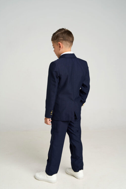 Set complet costum ceremonie băiat 6-12 ani – Navy – 5 piese - imagine 4
