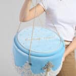 Cufăr Catifea Bleu Botez – Dimensiune XXL, Model Deluxe Capitonat