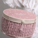 Cufăr botez cu perle - roz