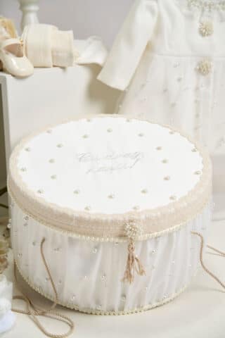 Cufăr botez cu perle - ivoire