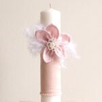 Lumânare botez A29 - Fleur - roz