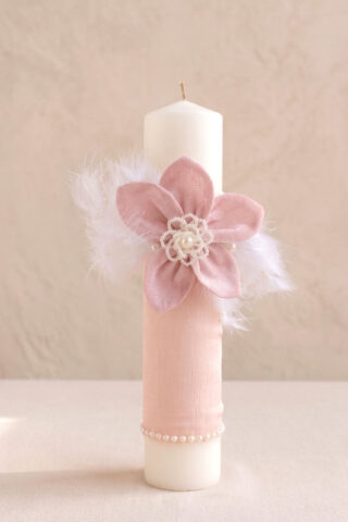 Lumanare De Botez Fleur Roz 2