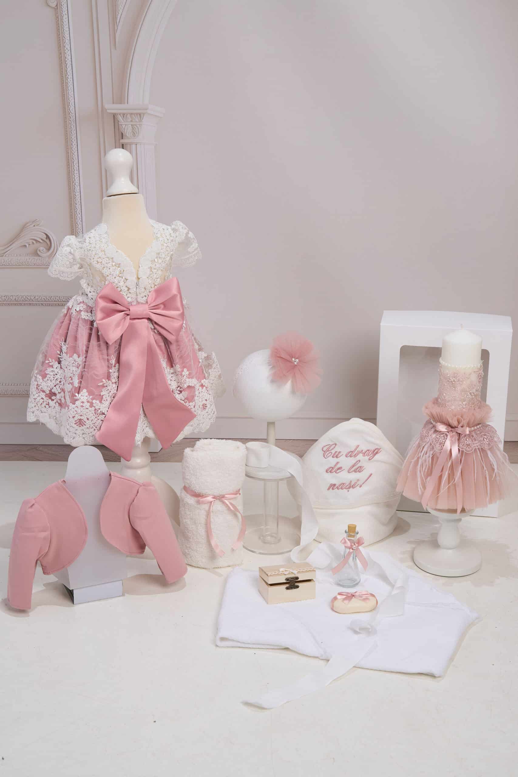 Set Amelie roz-vintage + Trusou + Lumânare 1 Set Amelie roz-vintage + Trusou + Lumânare