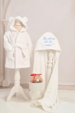 Set complet A doua zi – Halat+Prosop și Set “Prima Băiță” bleu