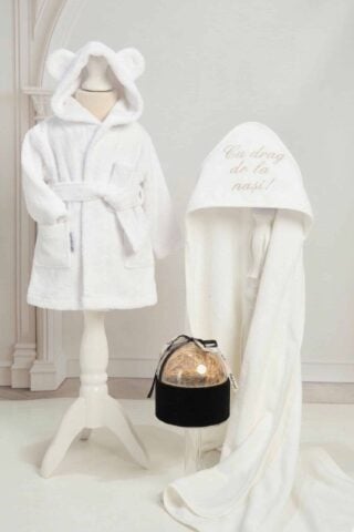 Set Complet Baita De A Doua Zi Prosop Capison Alb Scris Negru