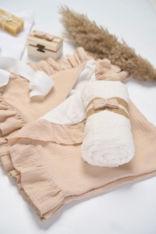 Trusou Muselină botez - bej - imagine 2