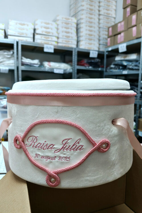 Cufăr buretat din catifea pufoasă - roz - imagine 2
