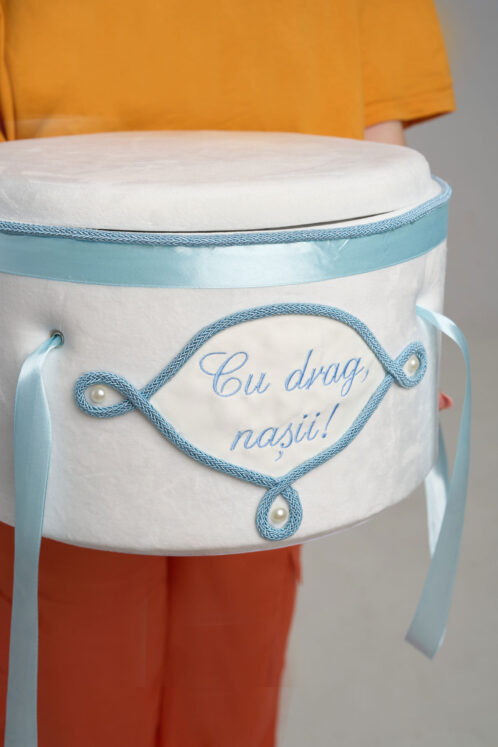 Pachet botez -20% REDUCERE – Cufăr buretat + Trusou PureBebe - bleu - imagine 3