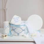 Pachet botez -20% REDUCERE – Cufăr buretat + Trusou PureBebe - bleu