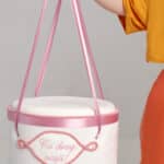 Cufăr buretat din catifea pufoasă - roz