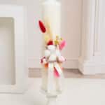 Lumânare botez A30 - Bumbac, Culoare și Bucurie - Roz