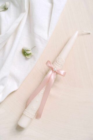 Lumanare De Botez Botez Mini Roz Vintage